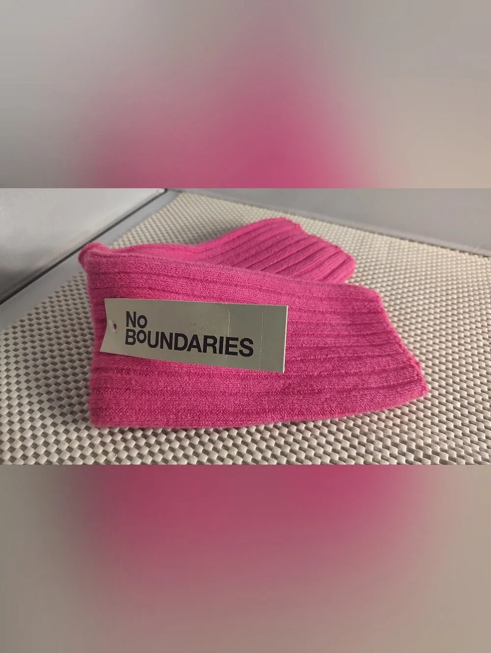 No Boundaries Women's One Size Ribbed Fingerless Gloves Hot Pink